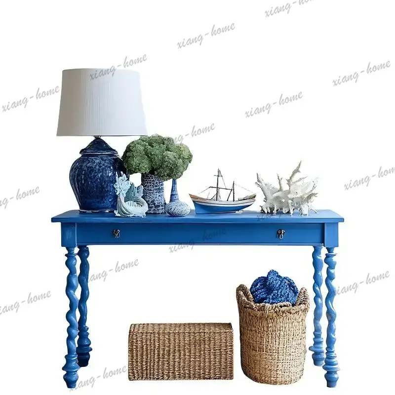 PG French Light Luxury Entrance Table American Retro Solid Wood Desk Study Writing Computer Decorative Cabinet