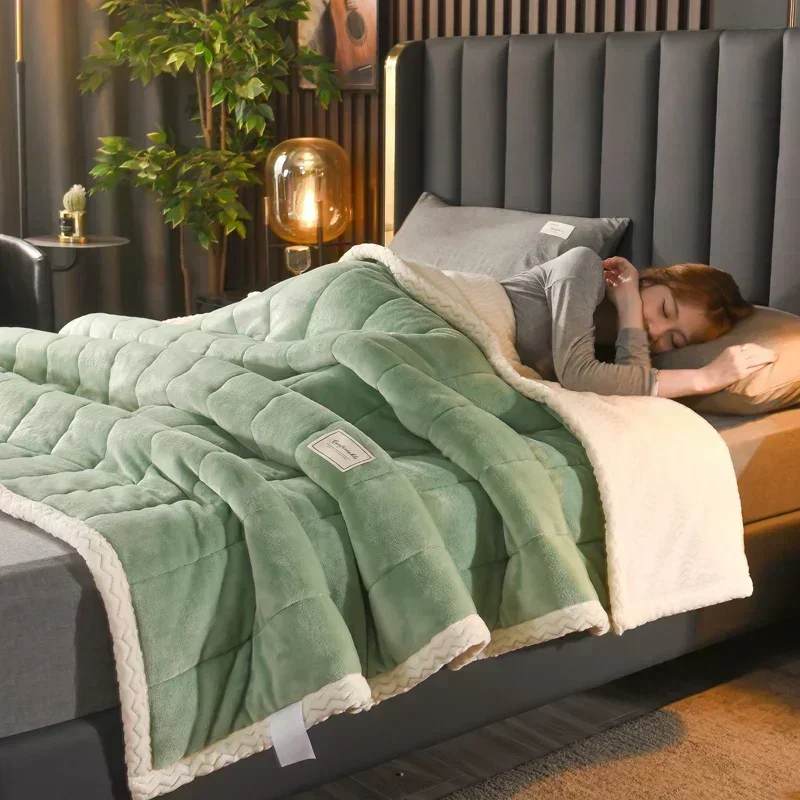 

Milk Fleece Autumn Winter Warm Weighted Blankets for Beds European Thickened Beibei Velvet Throw Blanket Warmth Quilt Comforter