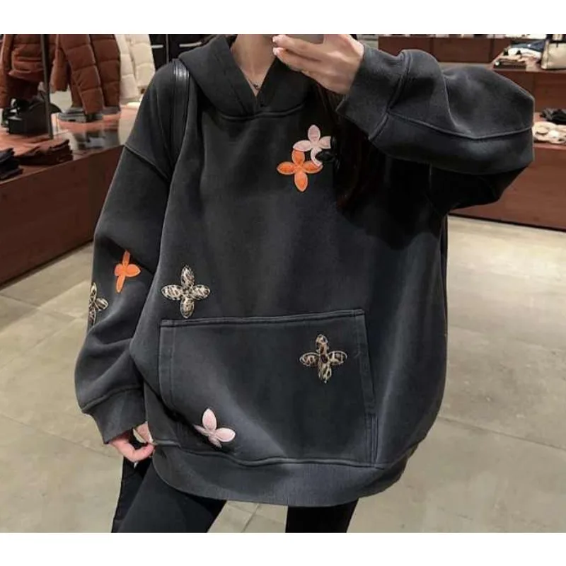 

2025 Autumn/Winter Warm Fleece Personalized Embroidery Hooded Sweatshirt