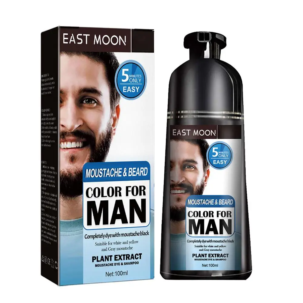 Shampoo de cabelo preto para homens, escurecimento cinza, shampoo de lavagem de barba, reduzindo a cor branca da barba,