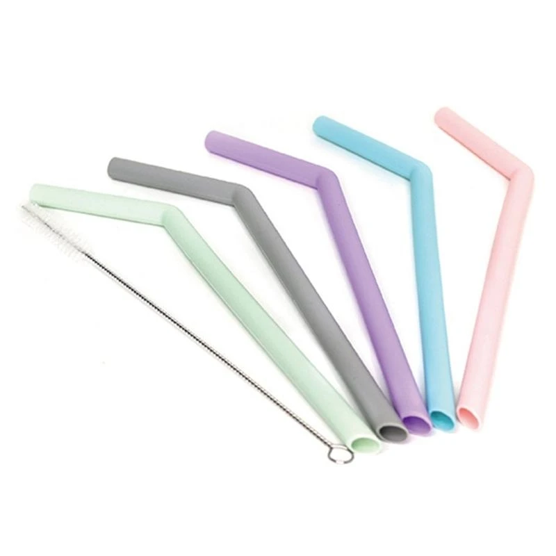 

5 Pcs Reusable Silicone Straws with Bendable Tips Completely Safe For Kids Gift