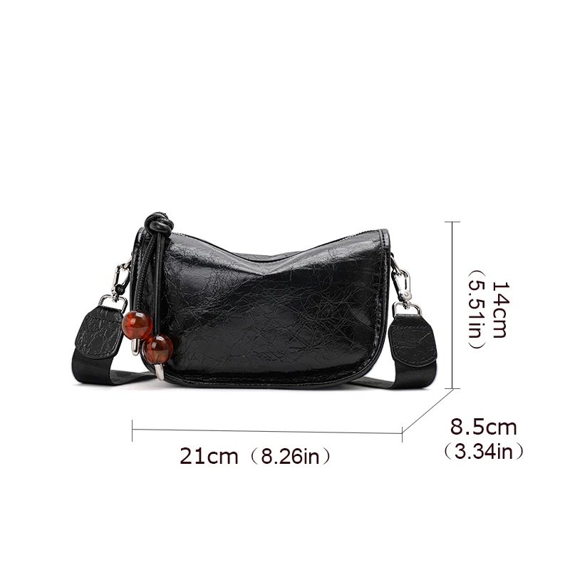 Aidrani  New women\'s underarm bag, made of cowhide material with pleated design, can be worn on one shoulder or crossbody