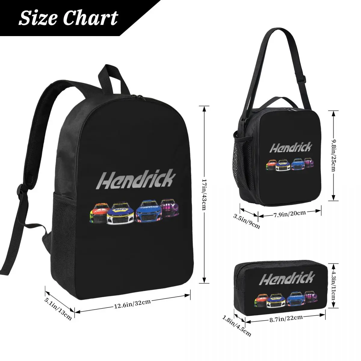 Hendrick Motorsports 2021 Playoffs Edition Backpack BookBag School Bag Laptop Shoulder Bags 3ps Insulated Lunch Bag Pencil Case
