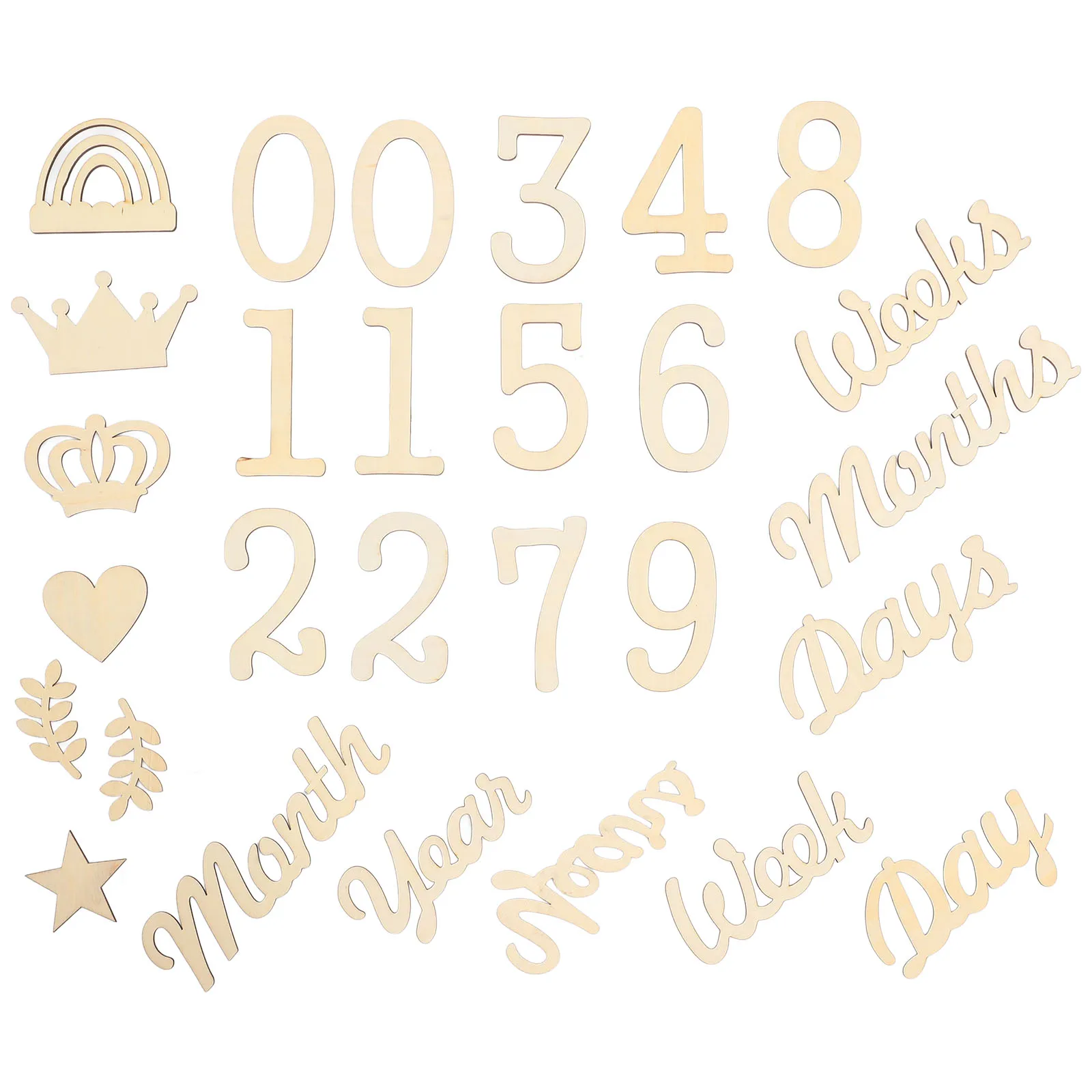 

28 Piece Wooden Number Word Props Baby Growth Milestone Cards Newborn Month Signs Photo Studio Accessories Wooden Milestone