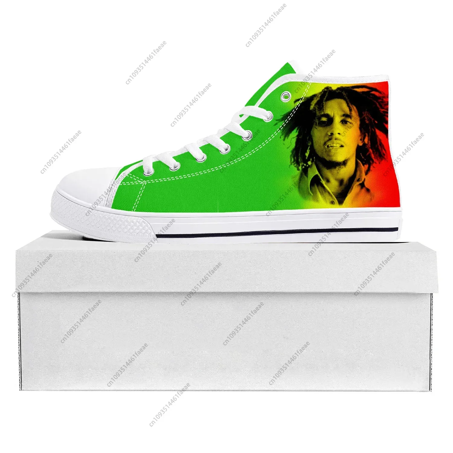 Reggae Rock Music Star Bob Marley High Top High Quality Sneakers Mens Womens Teenager Canvas Sneaker Couple Shoes Custom Shoe