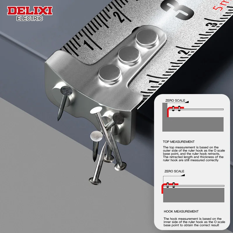 DELIXI ELECTRIC Tape Measure,ABS Thickened Hard Anti Drop Shell Durable Meter Ruler Wear-resistant Box Ruler for Household