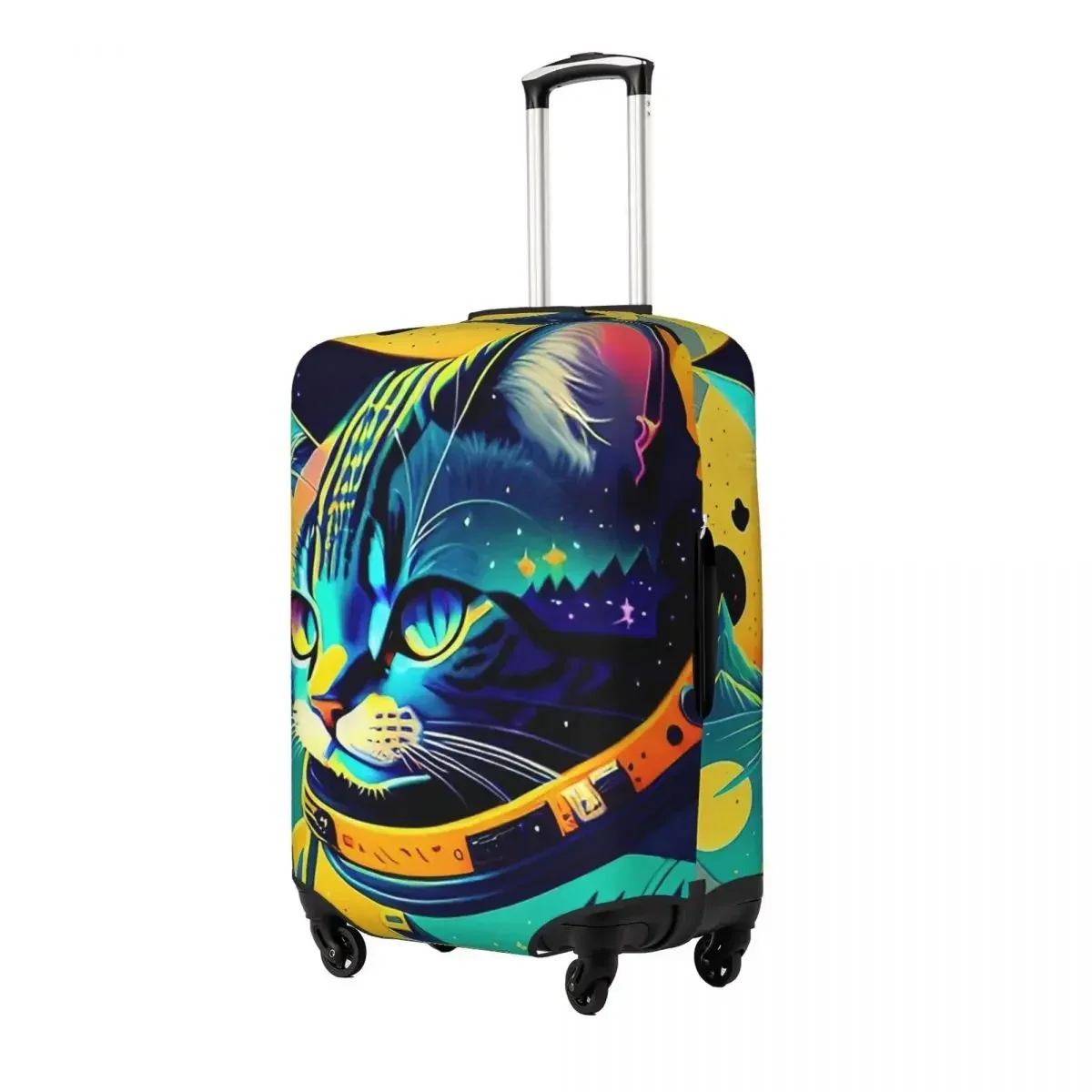 Astronaut Cat Print Luggage Protective Dust Covers Elastic Waterproof 18-32inch Suitcase Cover Travel Accessories