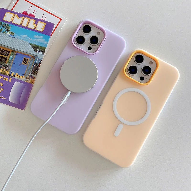 

2 In 1 Military-Grade Shockproof Case For iPhone 16 Plus 15 14 13 12 Pro Max 11 Candy Color Silicone Magnetic Magsafe Soft Shell