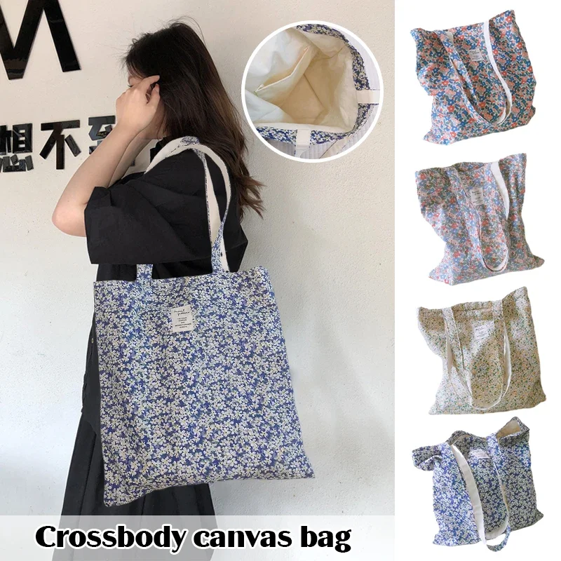 

Fresh Simple Gentle Small Flower Shoulder Bag Retro Floral Women's Cotton Bag Daily Use and Fashion Outing Storage Bag