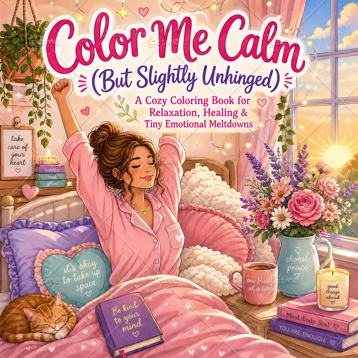 Healing Coloring Book for Adults Bold & Easy Cute Patterns, Stress Relief Gift Birthday Party Favors, Fun DIY Drawing Book