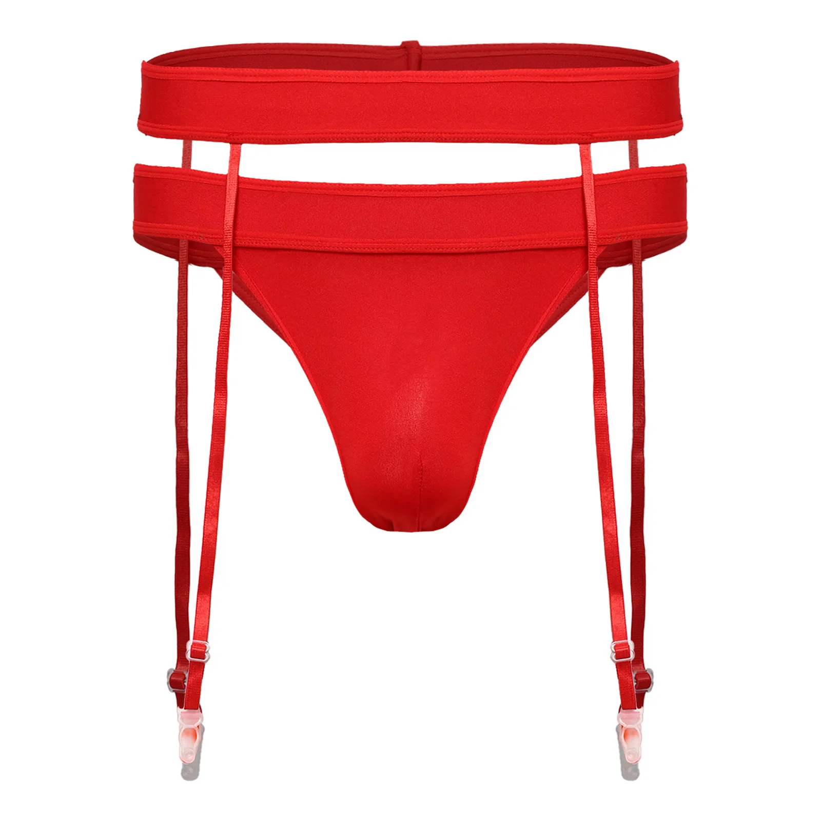 

Mens Jockstrap Thongs Briefs Lingerie Bulge Pouch T-back Pantie and Waist Belt with Garter Belts for Gay Pride Parade Festival