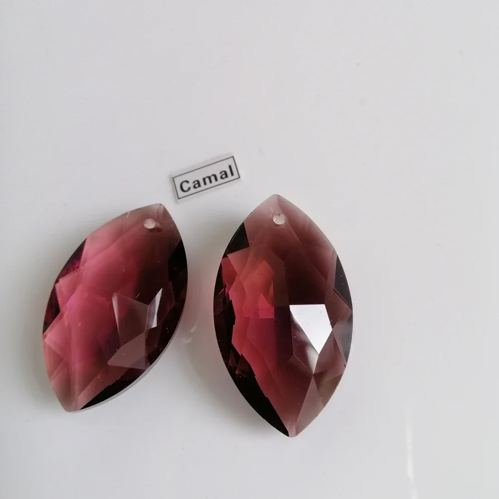 Camal 5PCS 38mm Middle Purple Horse-eye Shaped Glass Crystal Prism Pendant Drop SunCatcher Lamp Lighting Chandelier Part Hanging