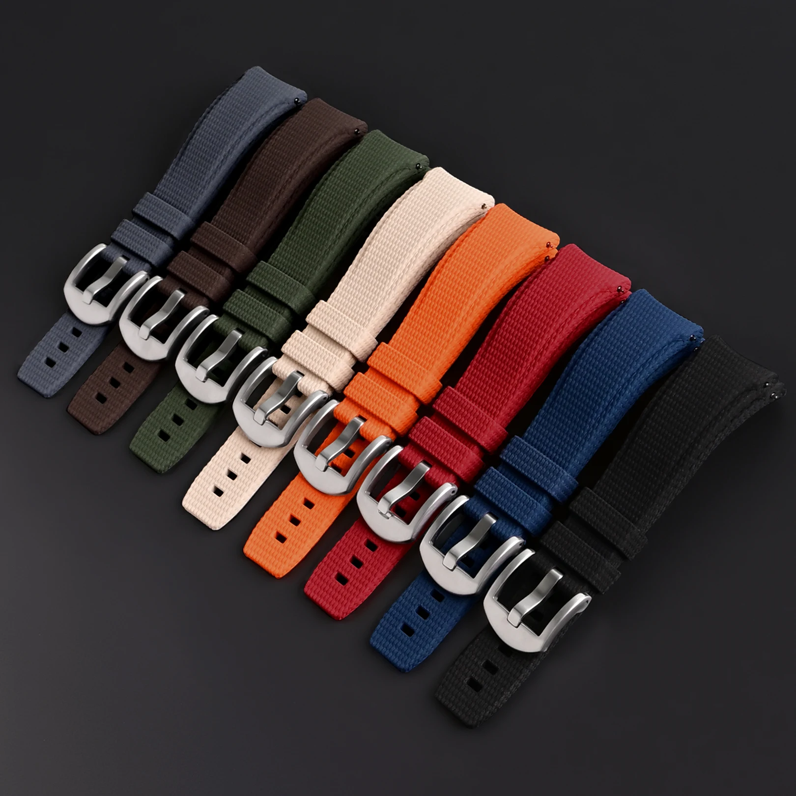 Curved FKM Strap Universal Quick Release Fluoro Rubber Sport Bracelet Watch Band for 20mm 21mm 22mm Longines Omega Casio Seiko image 4