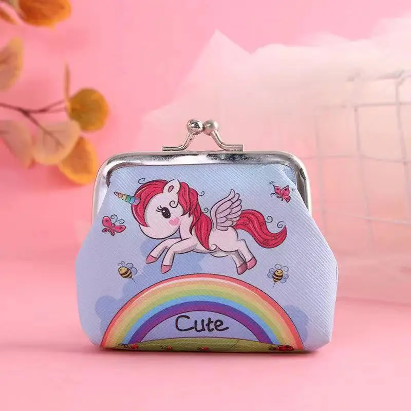 Baby Fashion Bag Clip Unicorn Cartoon Print Cute Kids Wallet Creative Short Wallet Mini Coin Bag