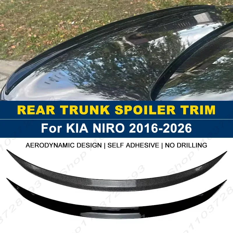 For KIA Accessories NIRO 2016-2026 Car Rear Trunk Boot Spoiler Wing Lip Body Kits Gloss Black Soft Plastic
