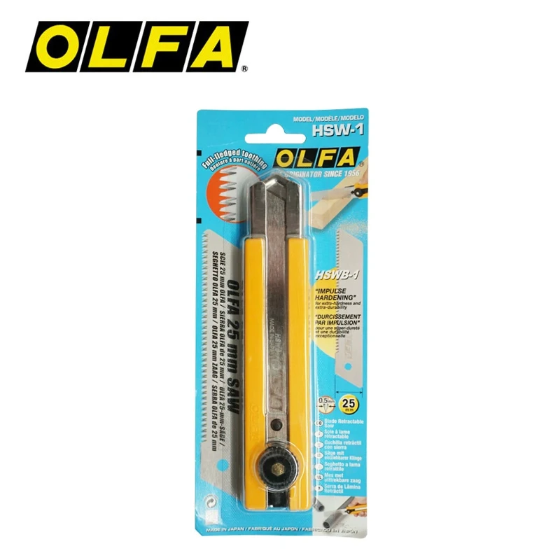 OLFA HSW-1 Extra Heavy Duty 25mm Saw Full-edged Toothing Blade Retractable Saw Model Cutting Small Handsaw Cutter Match HSWB-1