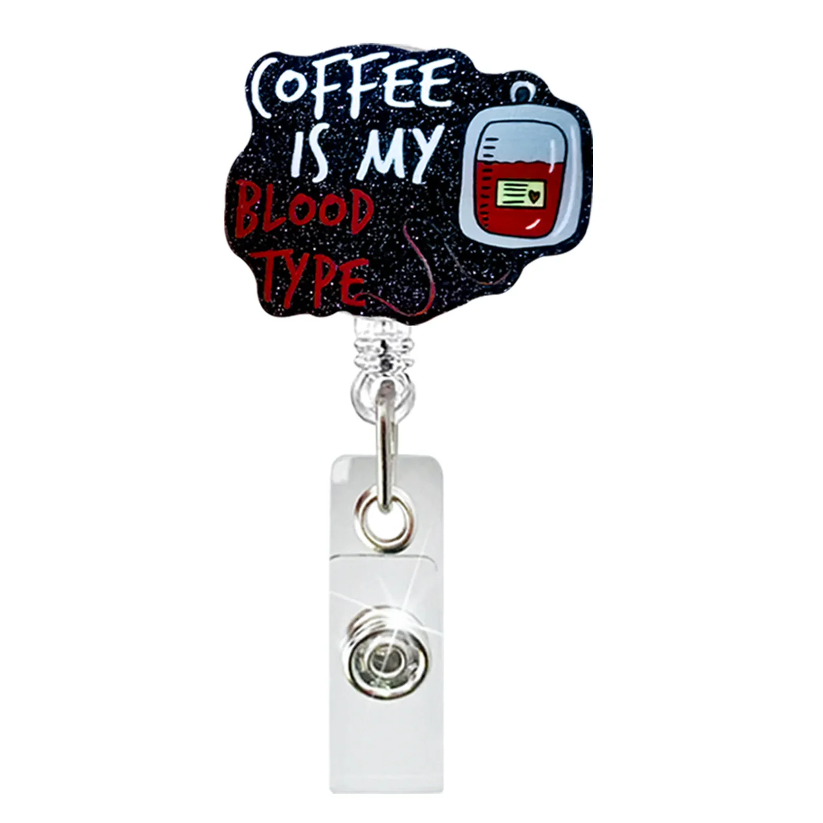 Acrílico glitter caranguejo sangue retrátil crachá carretel cartão de identificação fivela clipe médico enfermeira crachá titular chaveiro presentes acessórios