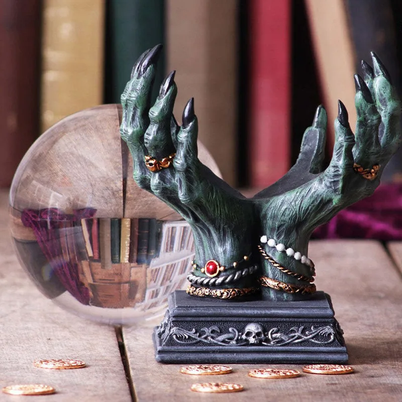 New 20cm Delicate Demon Hand Resin Crafts Model Home Office  Desktop Crystal Ball Ornaments Scene Party Decorative Items Gift