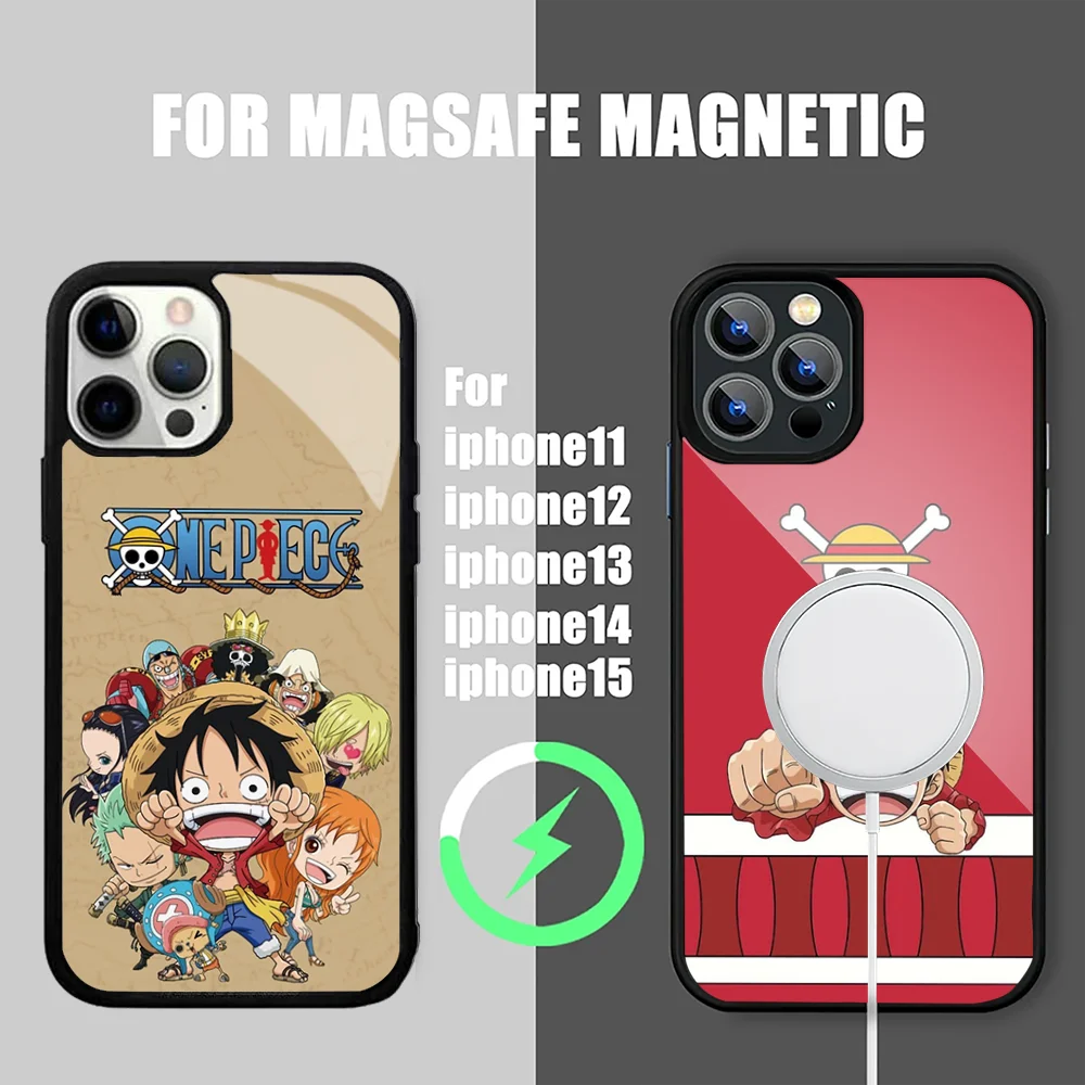 Anime One P-Piece Phone Case For IPhone 15 14 13 Pro Max 11 12 Mini Alex Mirror For Magsafe Wireless Charging Cover