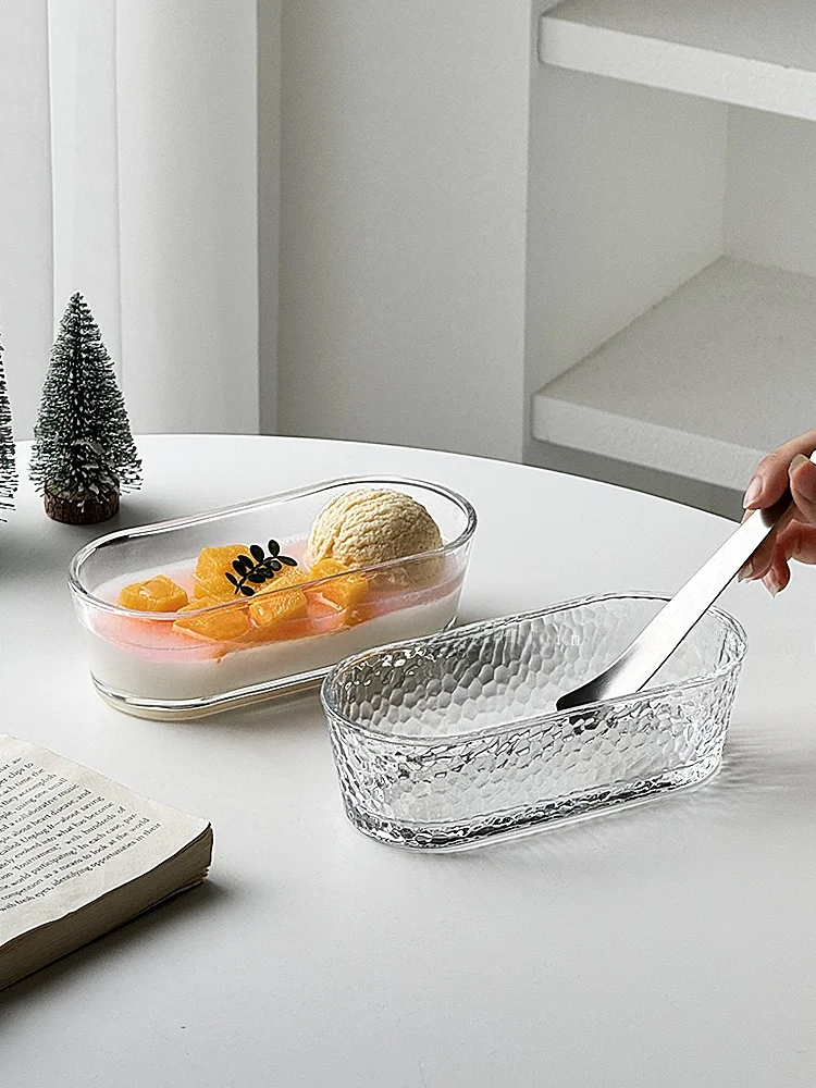 

Стеклянная овальная чаша Ele Ins Sle для десертов, фруктов, салатов, димсамов, для домашнего использования, кухонная утварь