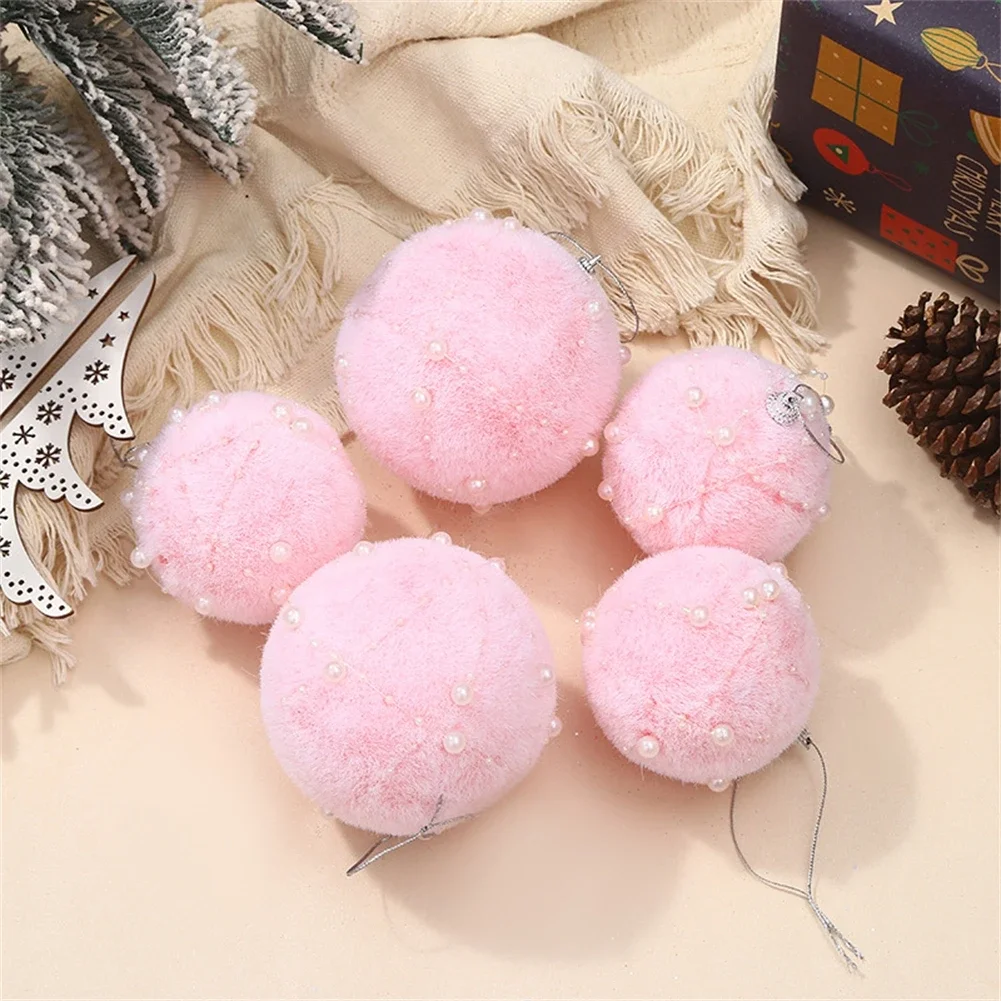 

8/10CM Christmas Ball Xmas Ornament 2024 New Year Christmas Tree Hanging Pendant Plush Balls Decorations Navidad Natal Home Deco