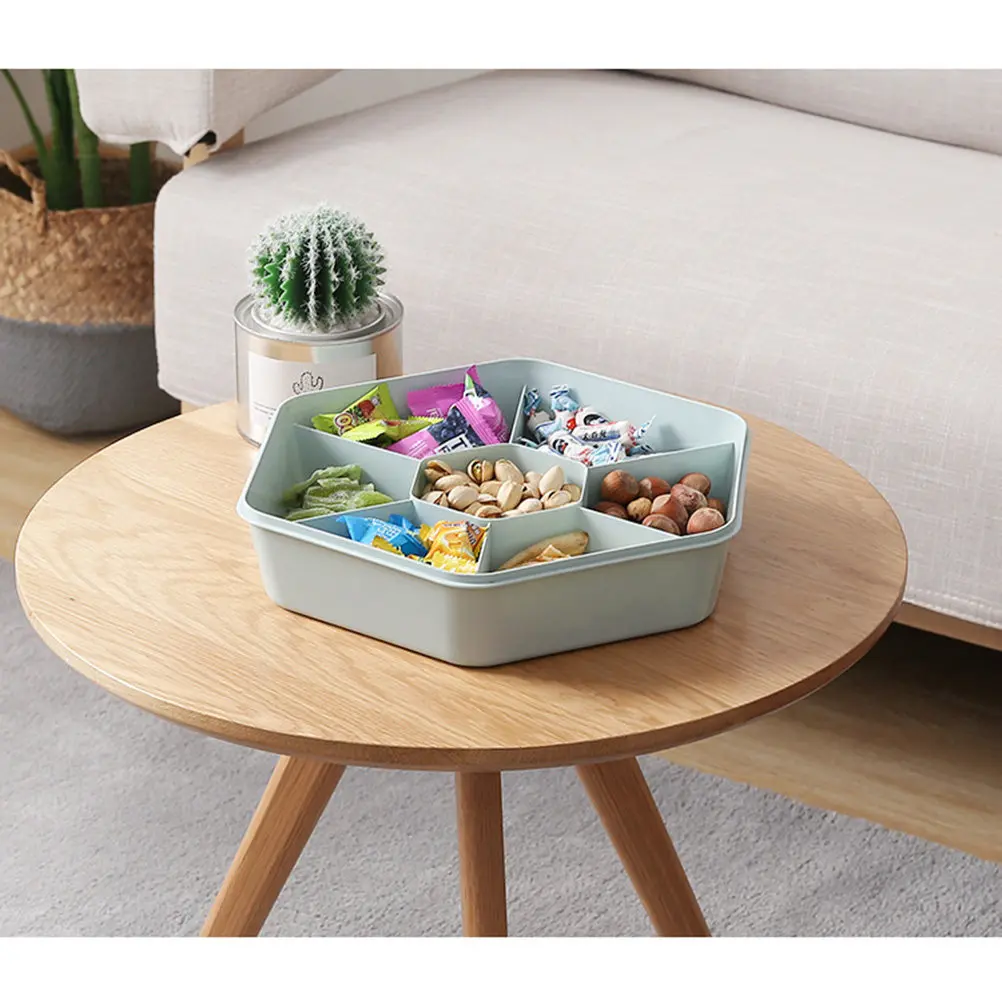 7-Section PP Snack Tray with Lid for Fruit Vegetables Nuts Crackers Sushi Cold Cuts Relishes Dishwasher Safe Dustproof Insect