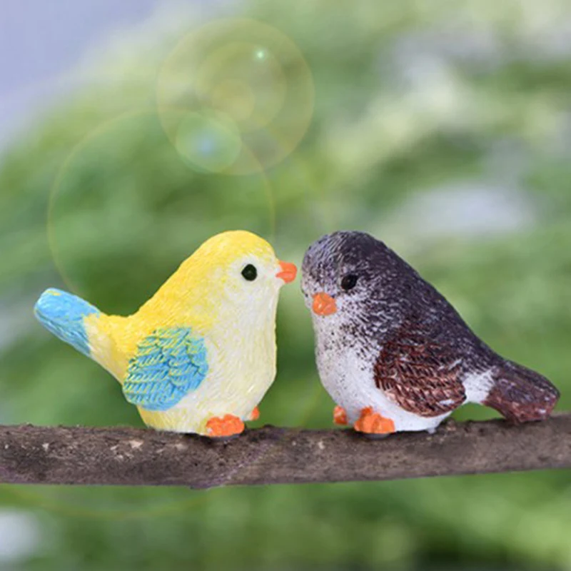 8pcs/set Cute Cartoon Colorful Fly Bird Sparrow Small Statue Figurine Ornament