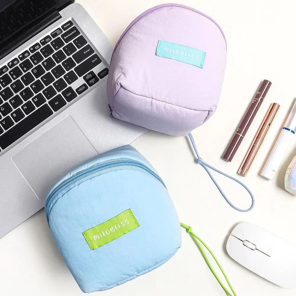

Gifts Portable Macaron Cosmetic Bag Contrast Color Large Capacity Travel Toiletry Bags With handle Cute Storage Bag