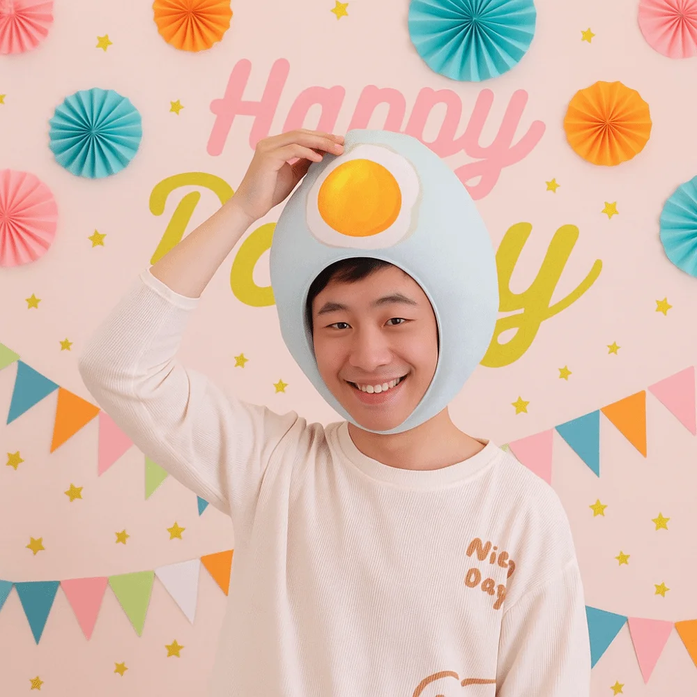 

Durable Plush Duck Egg Head Cover Unique Soft Plush Head Cover Funny Comfortable Cartoon Head Cover Performance Use