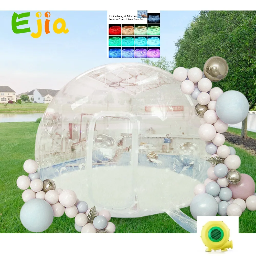 Decorazione di luci a LED RGB nuovo Design 10/13 piedi castello da gioco per bambini palloncino gonfiabile Bubble House con ventilatore per eventi di festa