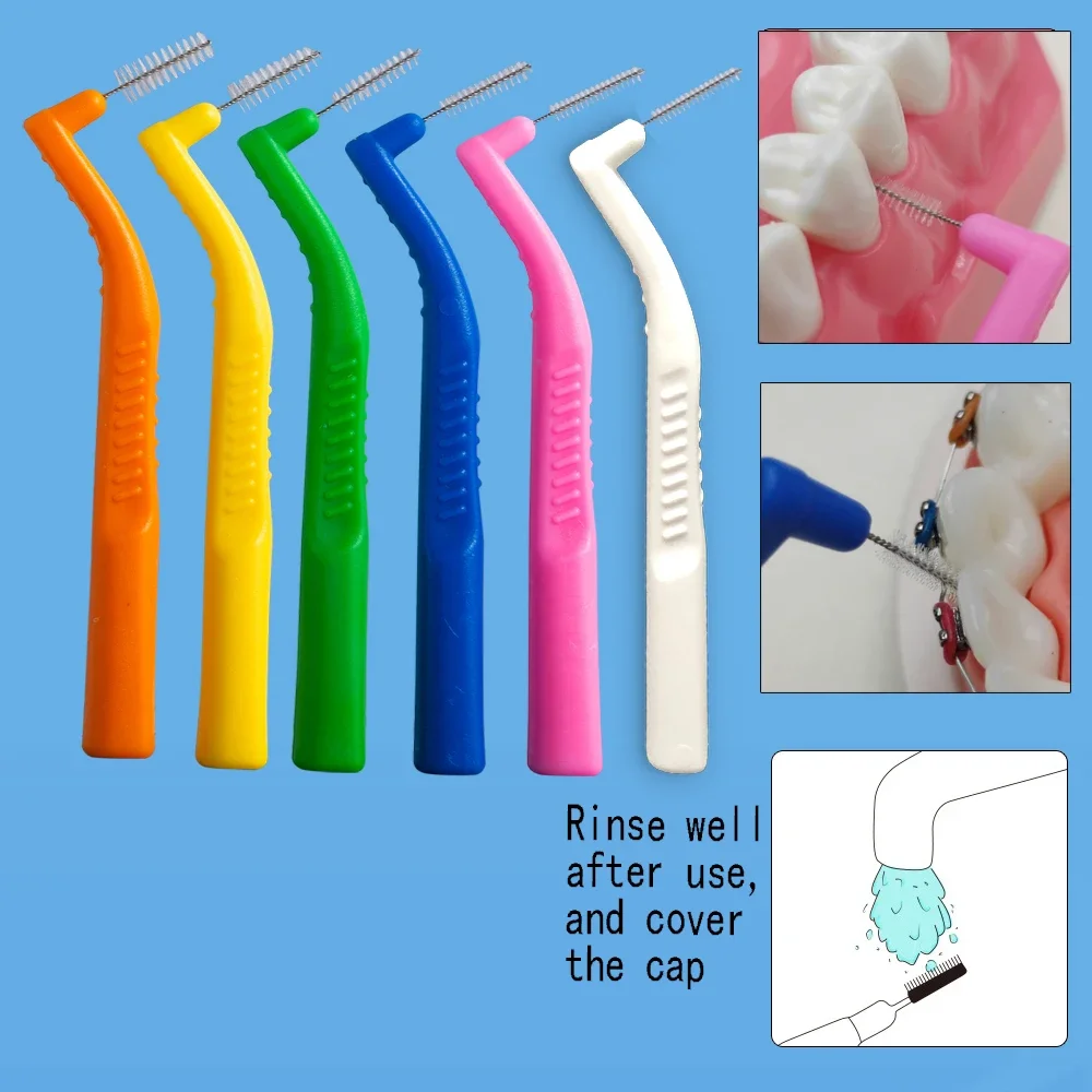 

100Pcs L Shaped Short Interdental Brush for Orthodontic Teeth Clean Between Teeth Braces Cleaning Mini Brush Ultrathin 10Pcs/Bag