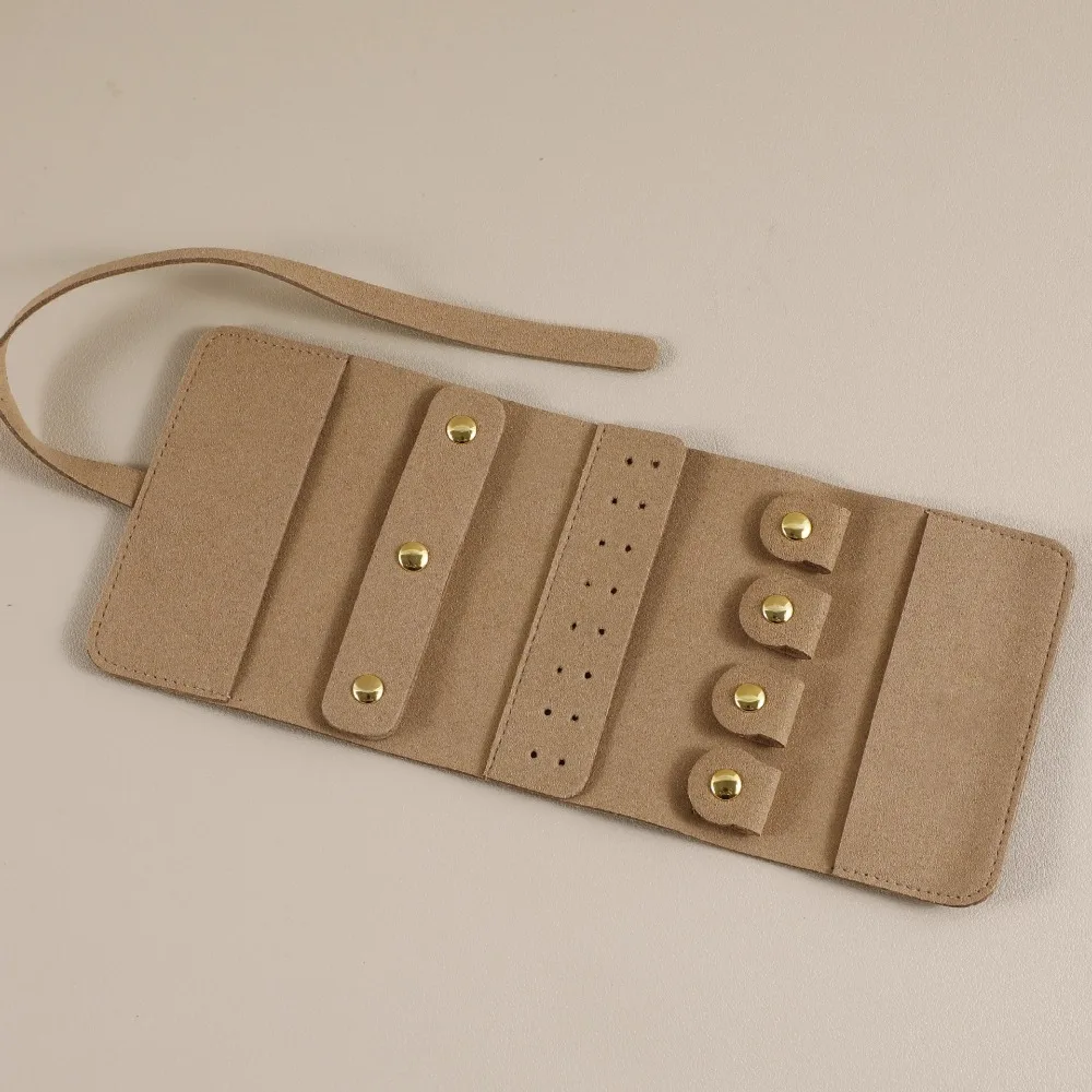 Portable Microfiber Multi-functional Jewelry Roll Bag Travel Bags Soft Foldable Jewelry Case Foldable Jewelry Storage Bag Travel