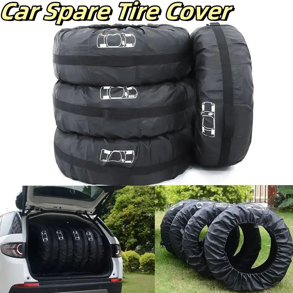 Car Spare Tire Cover Polyester Taff Tire Cover Waterproof And Wear-resistant Design Tire Storage Protection Bag Car Tire Parts