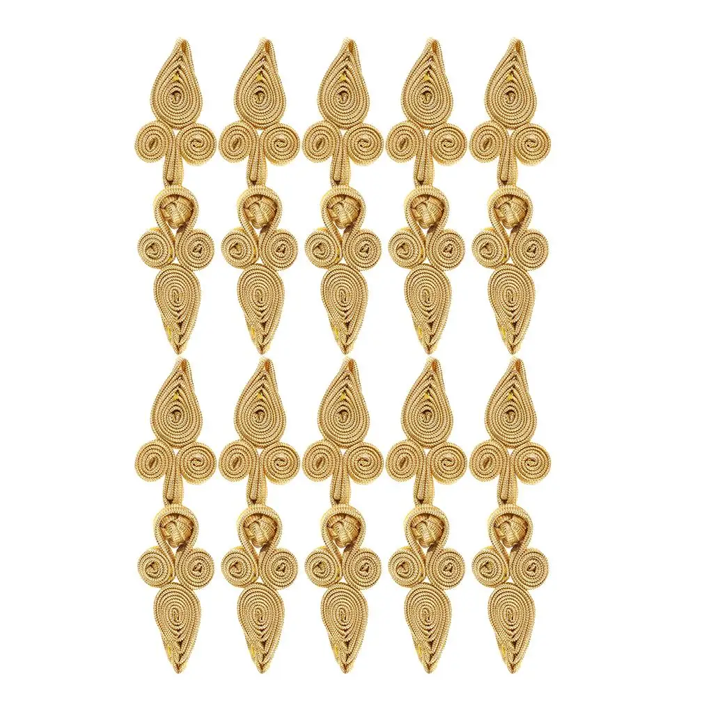 10 Pairs of Chinese Closure Cheongsam Frog Buttons of Fabric
