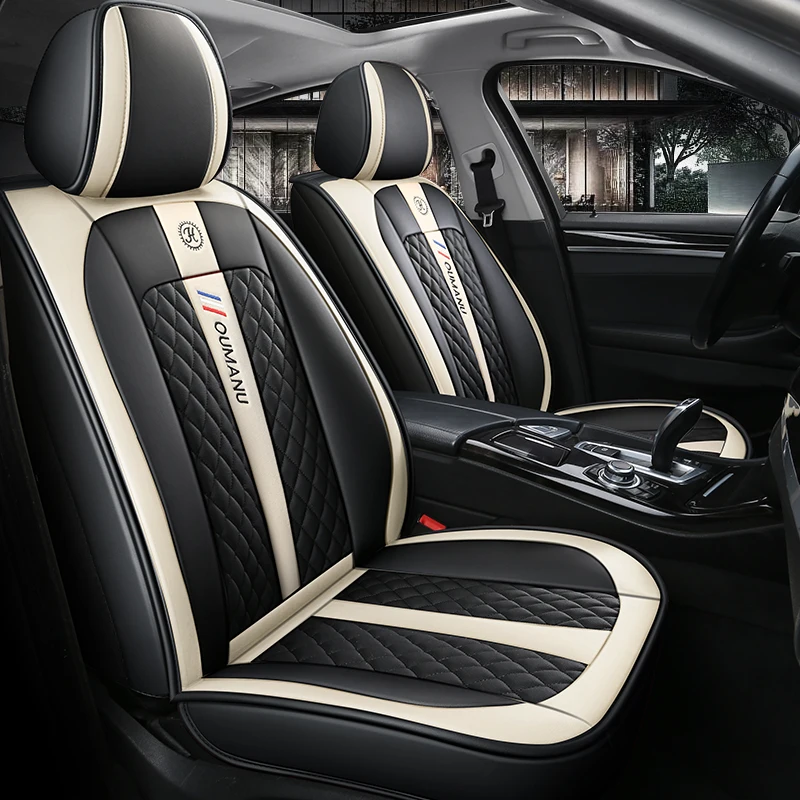 Leather Universal Car Seat Cover Full Set Front and Rear Cushion Fully Surrounded Van Auto Chair Mats Pad Anti-Slip Protector