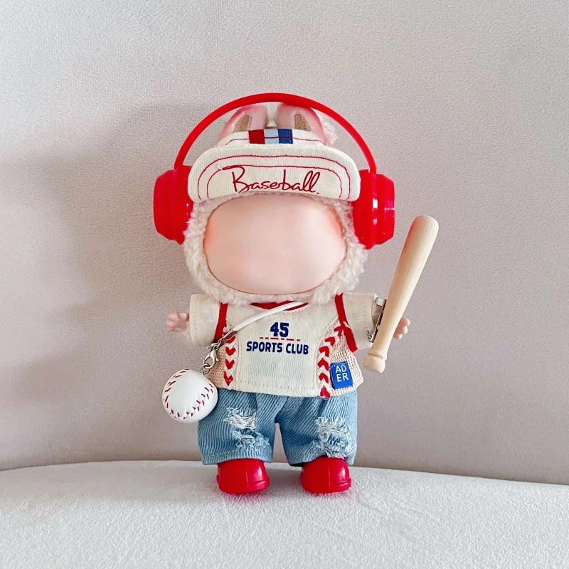 

New 17cm doll clothing, baseball sportswear set, blind box pendant, baseball jacket hat seven-piece set