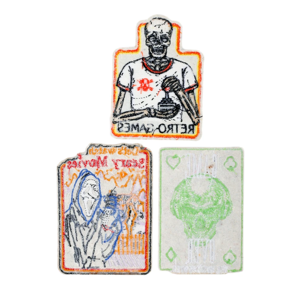 Retro Games Scary Movies Game Over Patches Nostalgic Spooky Iron On Applique with Hot Melt Glue Badge for Clothes Sew Accessory