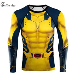 Compression Shirts for Men Long Sleeve Fancy T-Shirt Superhero Print Top Elastic Fitness Sportwear Party Clothes Male Streetwear