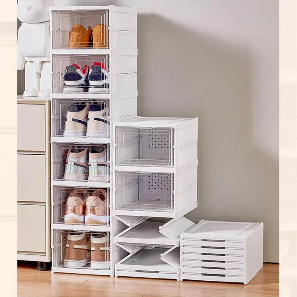 Sneaker Storage Solution-Perfect for Home Organization Collapsible Shoe Box Dustproof Organizer-No Assembly Required-Versatile