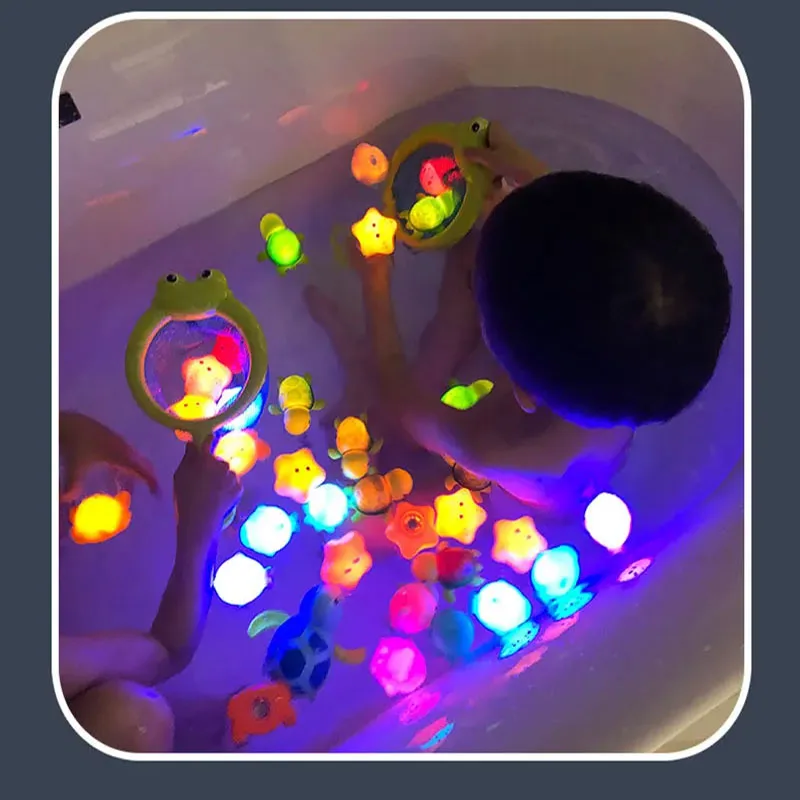 Juguete de baño de animales con luz flotante, Material de PVC seguro para niños de 3 a 5 años, perfecto para piscinas 195F, 9 Uds.