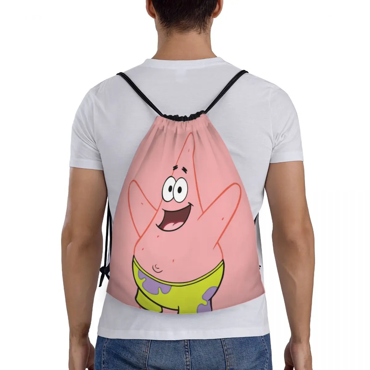 SpongeBob Drawstring Back Pack Bag Travel Storage Package Teenagers Beach Tote Bag School Sport Shoe Bag Portable