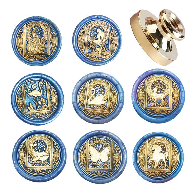 30MM Starry Sky Animal Wax Seal Stamp Vintage Rabbit/Swan/unicorn Stamp for Envelopes Wedding Invitations Gift Pack Scrapbooking