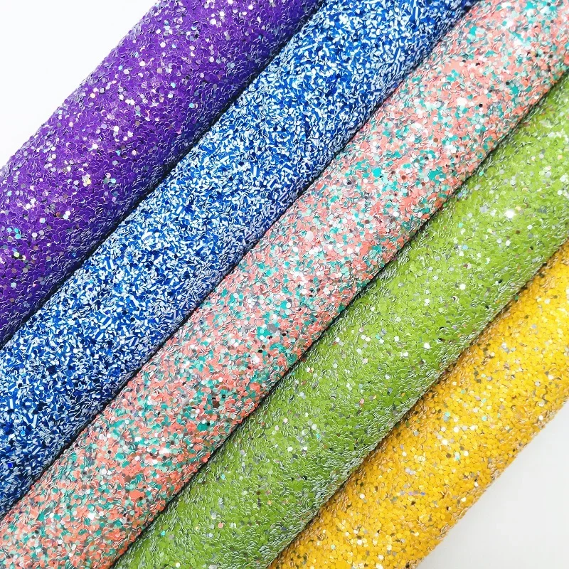 Amonglitter Blue Chunky Glitter Leather Glitter Fabric with Twill Backing, Glitter Sheet for DIY Bows Bags 21x29cm A4 size MB006