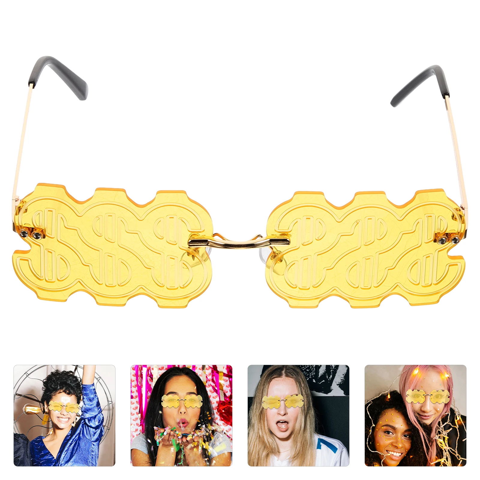 

Желтые очки в золотой оправе, модные очки, забавные солнцезащитные очки для взрослых, вечерние женские стильные модные уникальные новинки на день рождения