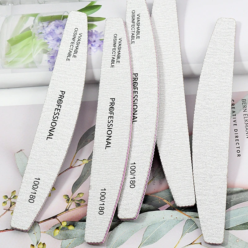 50/25 Pcs/Pack Professional Washable Nail Files 100 To 180 Half Moon Strong Sandpaper Durable File Nails Tools Manicure Supplies