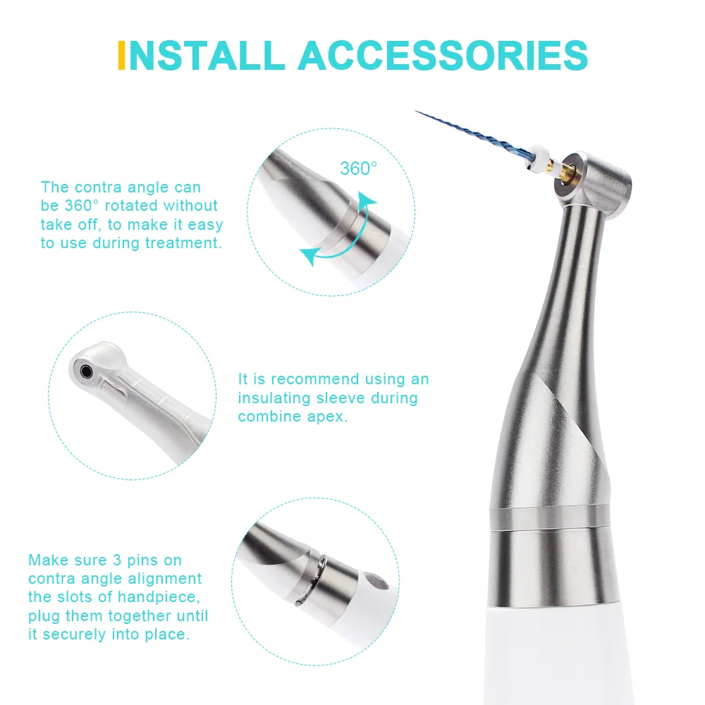 Endomotore dentale Localizzatore apicale incorporato 6:1 Contraangolo Localizzatore apico endodontico Strumenti per odontoiatria endo per il trattamento del canale radicolare