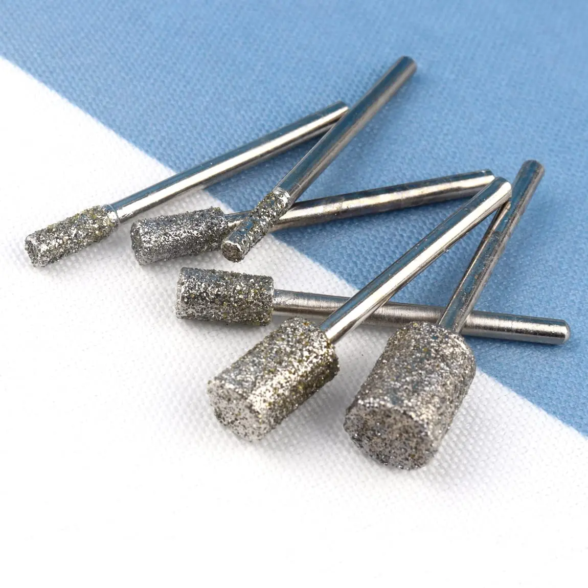 6pcs Diamond Coated Burr Set Grinding Engraving Bit 3mm Shank Cylindrical Rotary File for Stone Carving,DIY,Polishing