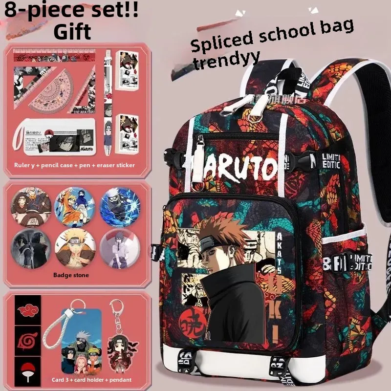 Naruto Schoolbag Boys Students Fashion Large-capacity Backpack Japanese Anime Joint Light School Schoolbag Cool Cartoon Backpack