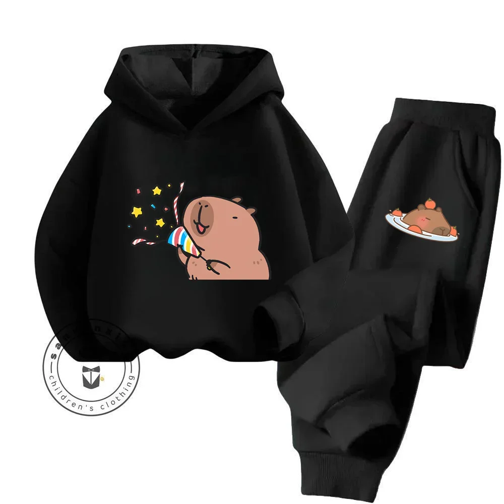 Capybara Capibara Pure Cotton Cartoon Hoodie + Pants Tracksuit Suitable for Children Aged 3-14 Worth Buying Kawaii Hoodie Set