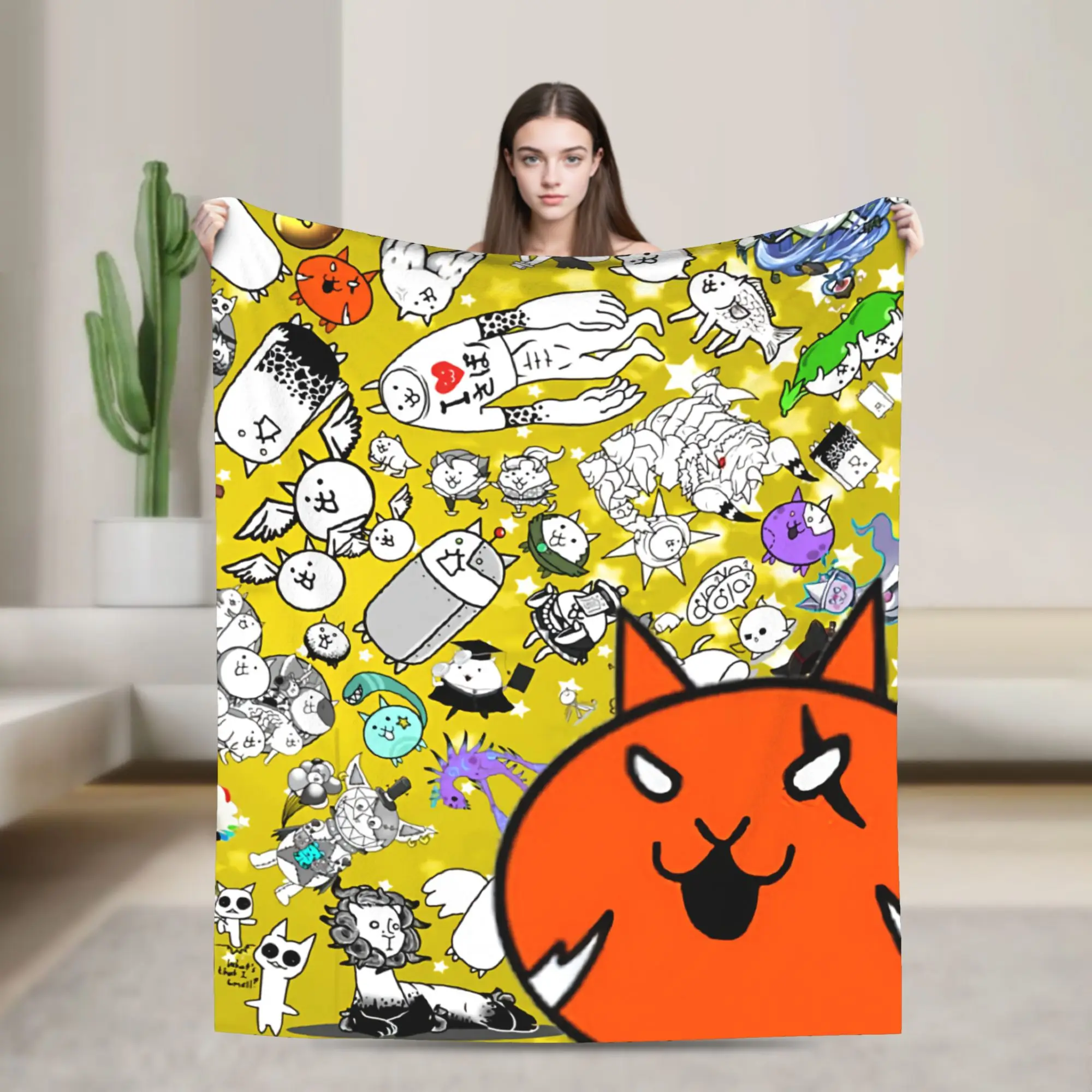 The B-Battle C-Cats Blanket Cover Video Games Flannel Throw Blankets Summer Air Conditioning Decoration Ultra-Soft Warm Bedsprea